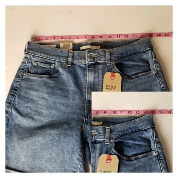 NEW Levi's Premium Women Sz‎ 28 Blue Mid-Rise Cuffed Hem Denim Jean Shorts - Picture 7 of 13